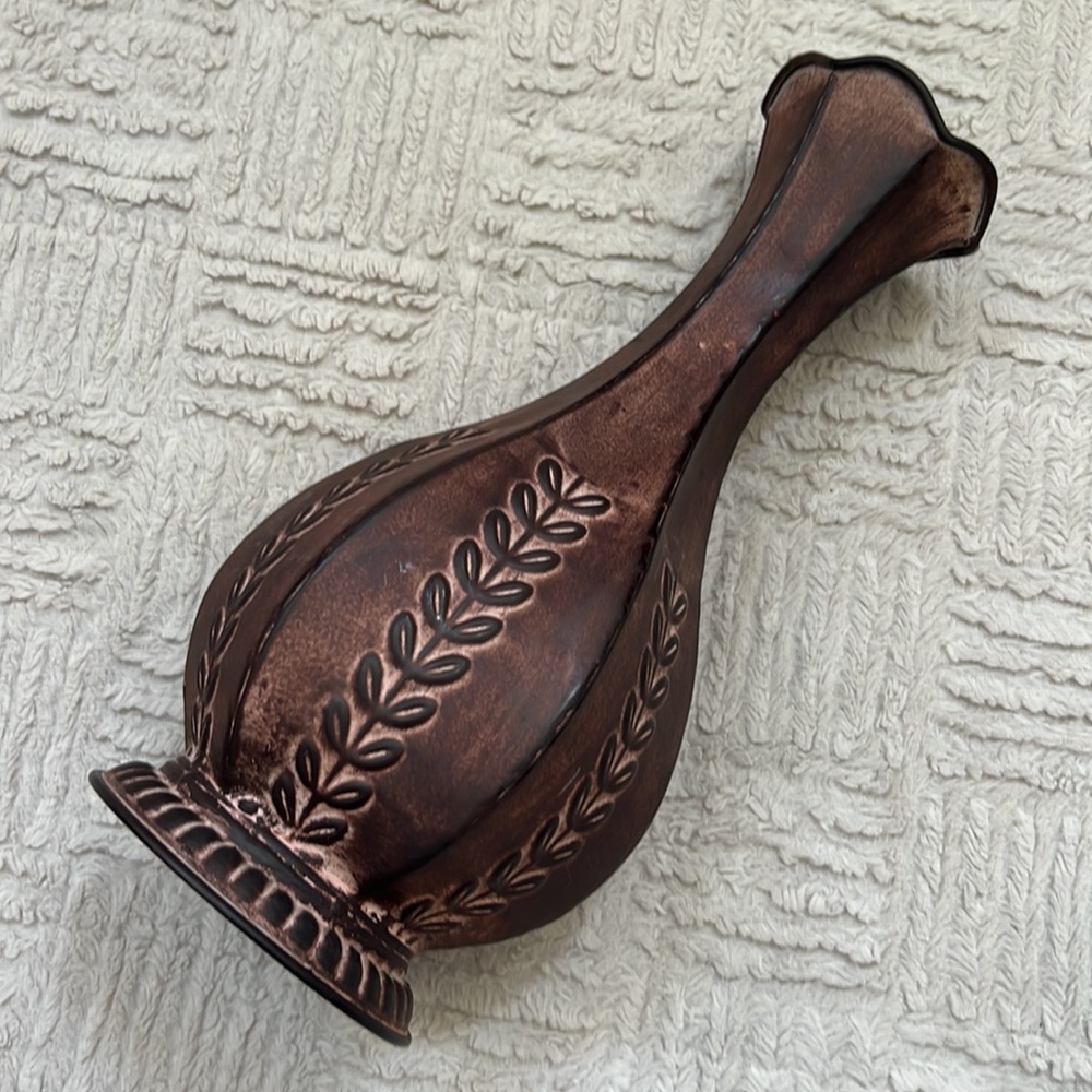 Metal decorative vase, Embossed Metal Floral Decorative Vase,  home decor